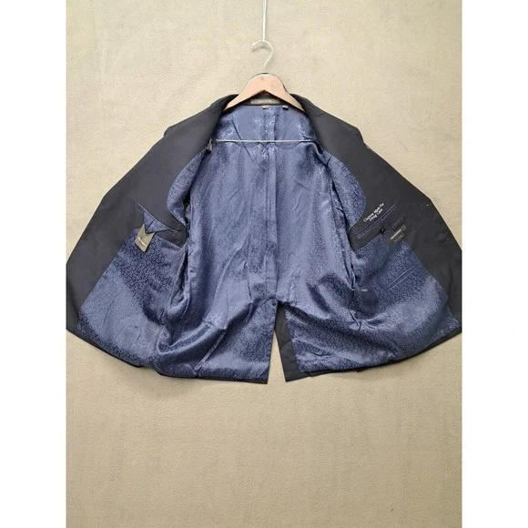 Indochino Blazer Mens Solid Navy Blue Wool Cashmere Blend 46S Sport Coat Jacket - Picture 6 of 10